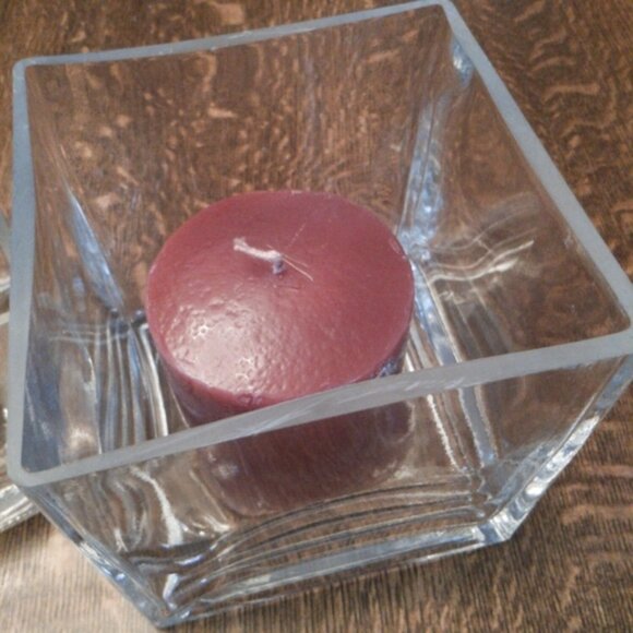Heavy Square 5" Square Glass Candle Holder/Vase/Terrarium - Picture 1 of 5